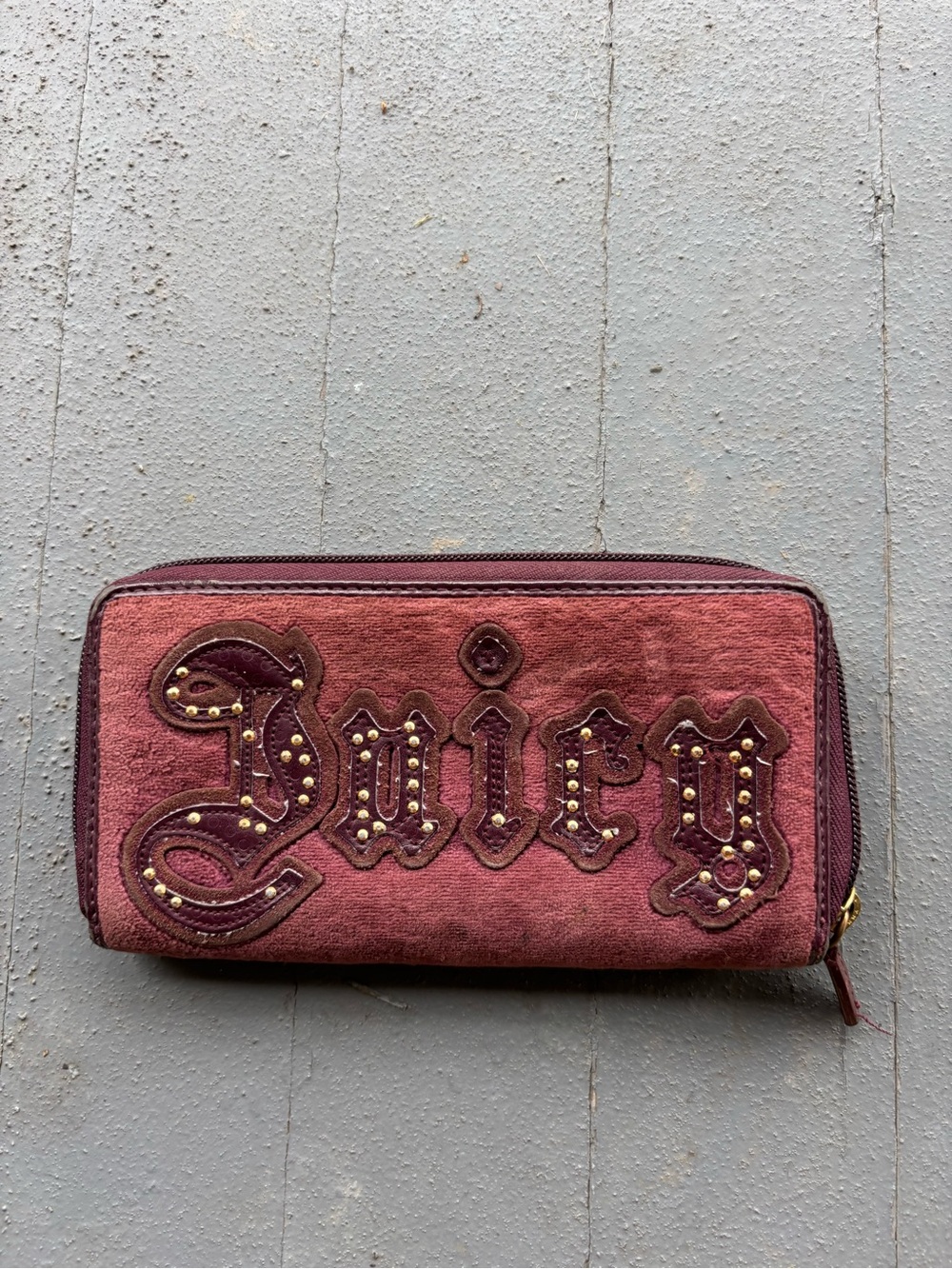 Vintage Y2K Juicy Couture Spell out Red Velour Full Zip Charge it Wallet